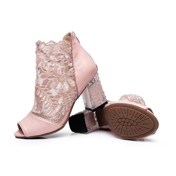 Musterte Mesh Open Toe High Heels (1 Paar)