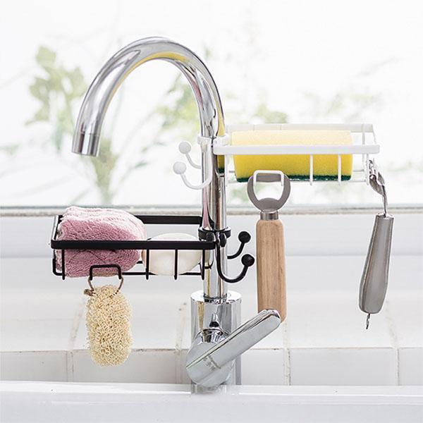 Multifunktionaler Wasserhahnentwässerungsregal Geschirrspülhülle Lagerhalter Badezimmer Caddy Organizer