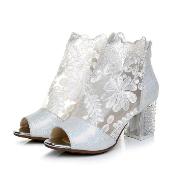 Musterte Mesh Open Toe High Heels (1 Paar)
