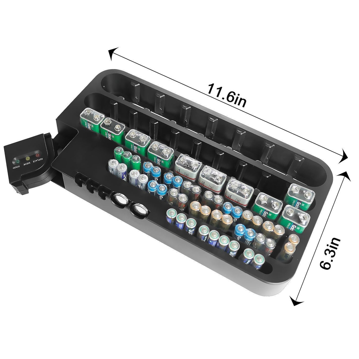 Battery Storage Organizer with Battery Tester