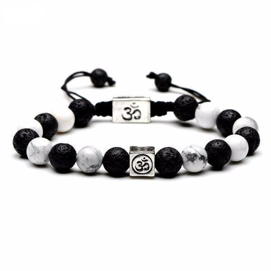 Natural Stone Yin Yang Box Om Charm Bracelets