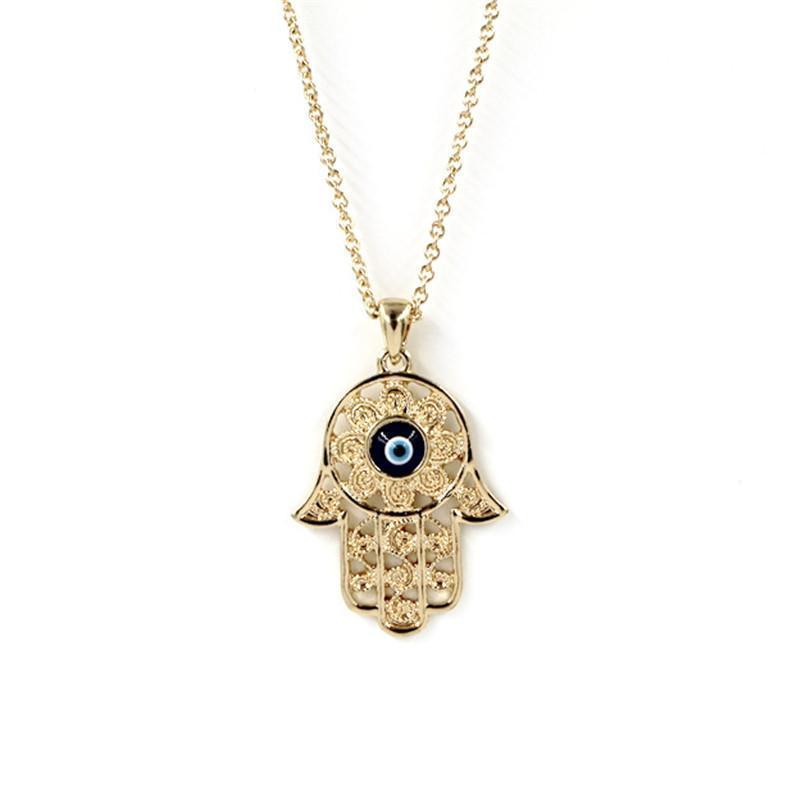 Wunderschöne Hand von Fatima Blue Evil Eye Anhänger Halsketten