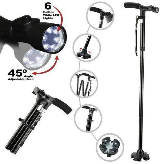 Multi-Function LED Folding Walking Stick