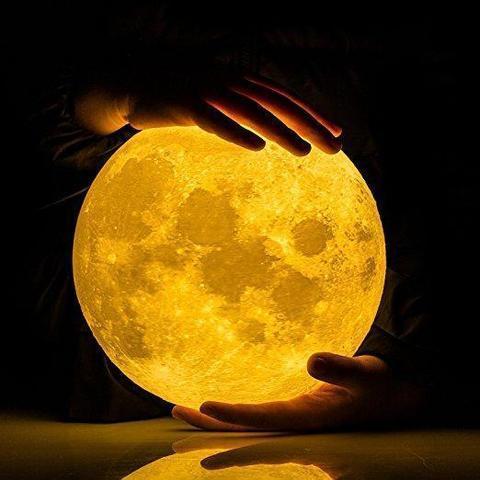 Moon Lamp, LOGROTATE 2&16 Colors LED 3D Print Moon Light with Stand & Remote&Touch Control