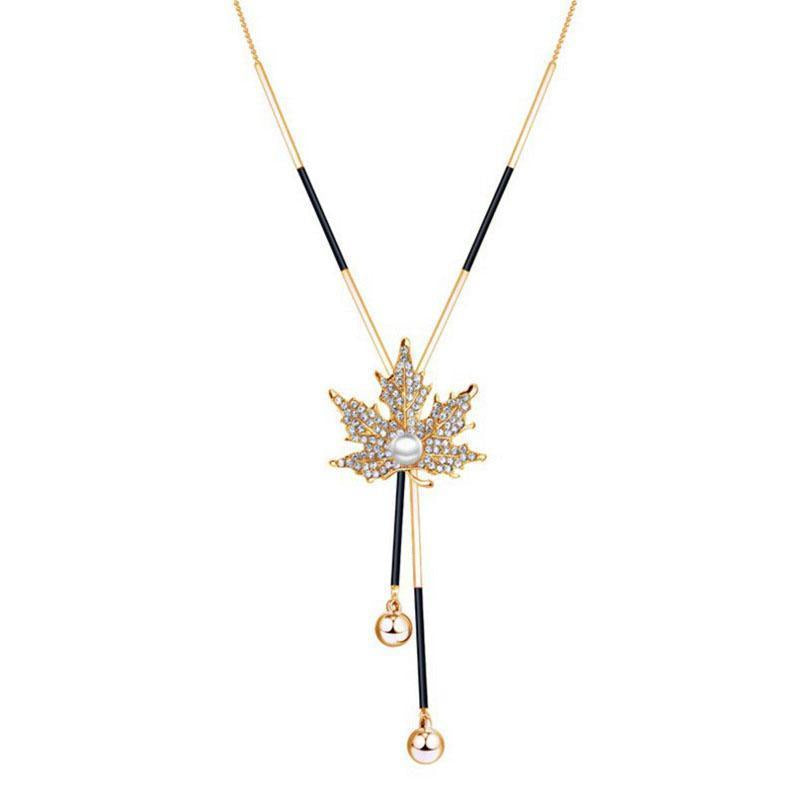 Maple Leaf Tassel Pendant Necklaces