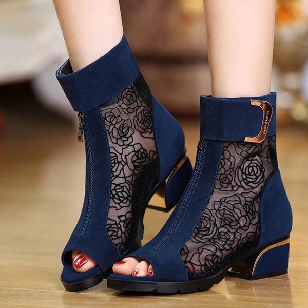 Sexy Open Toe Lace Ankle Boots