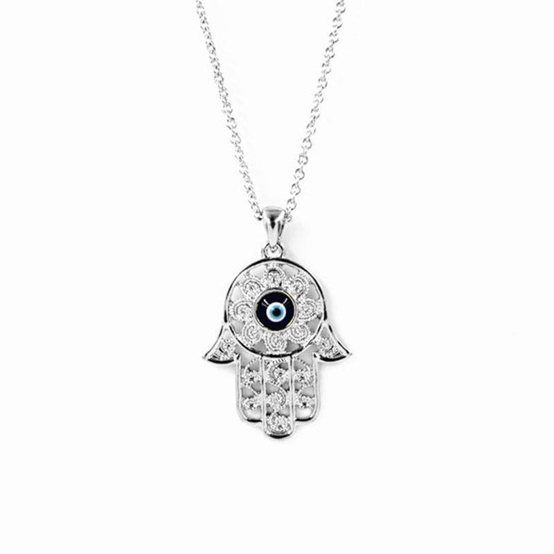 Wunderschöne Hand von Fatima Blue Evil Eye Anhänger Halsketten