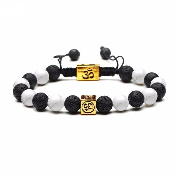 Natural Stone Yin Yang Box Om Charm Bracelets