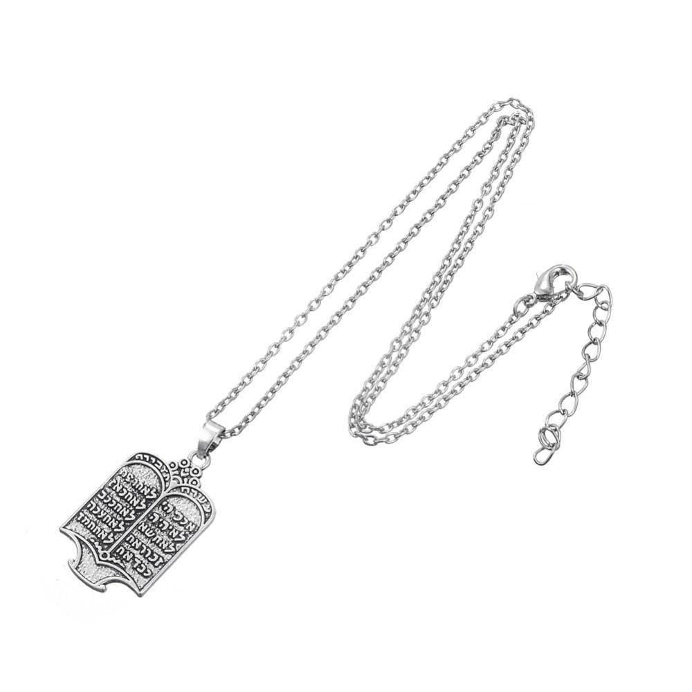 Tibetan Silver Plated 10 Commandments Pendant Necklaces