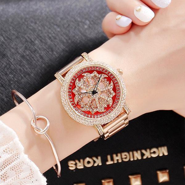 Frauen wasserdichte Fashion Diamond Quartz Uhr