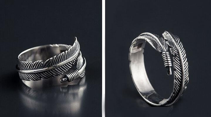 Sterling Silver Feather Open Rings