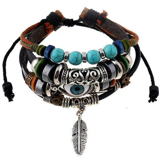 Multilayer Spiritual Leather Bracelet- Adjustable and Unisex