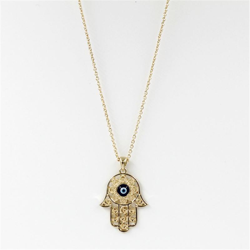 Wunderschöne Hand von Fatima Blue Evil Eye Anhänger Halsketten