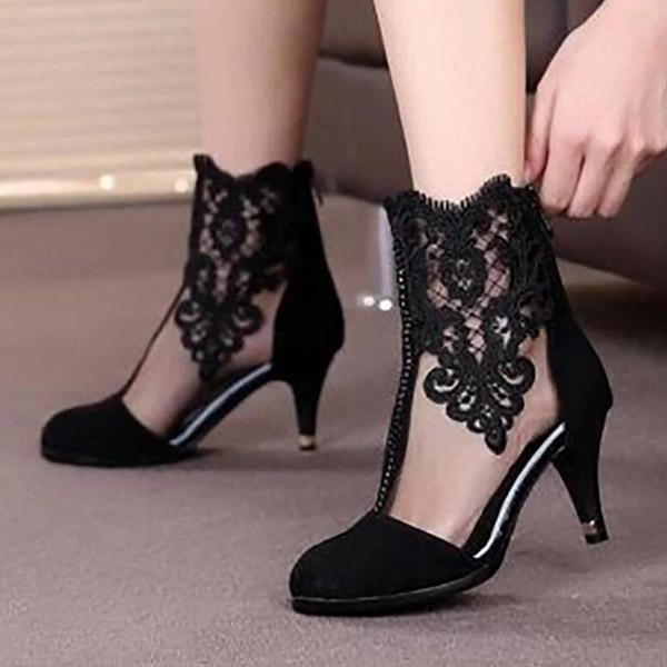 Stitching Lace Stiletto Heel Boots(1 Pair)