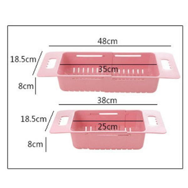 Adjustable Retractable Drain Basket - Plastic Multifunctional Sink Draining Rack - Vegetable Fruit Washing Storage Basket