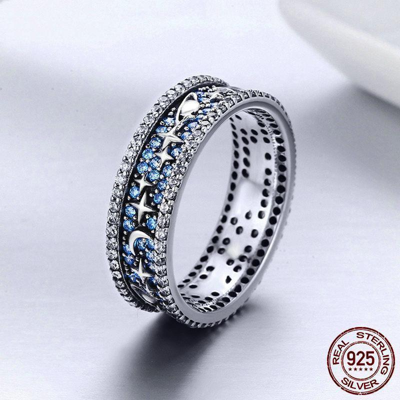 Sparkling Eternal Galaxy Sterling Silver Rings