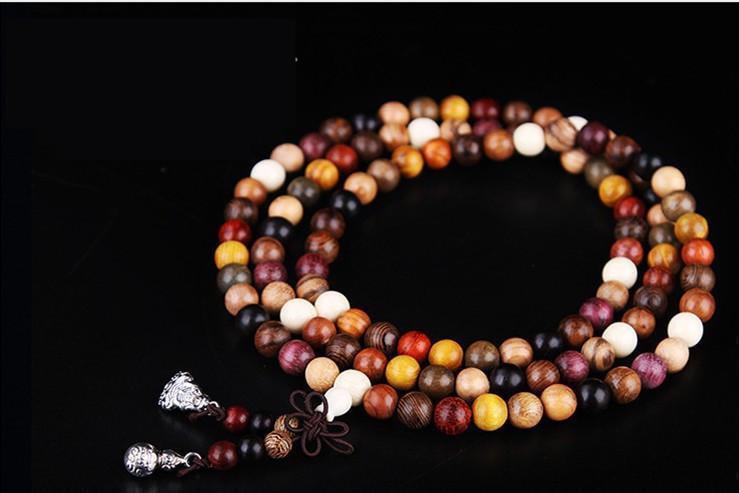 Mixed Natural Sandalwood 108 Beads Mala Bracelets