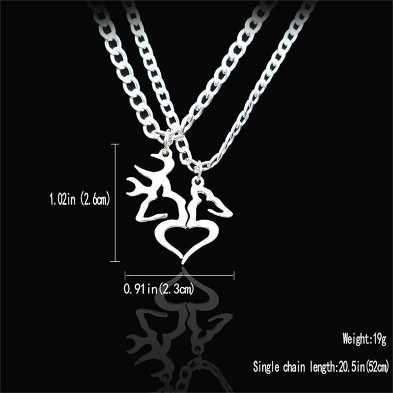 Buck And Doe Heart Pendant Couples Necklaces