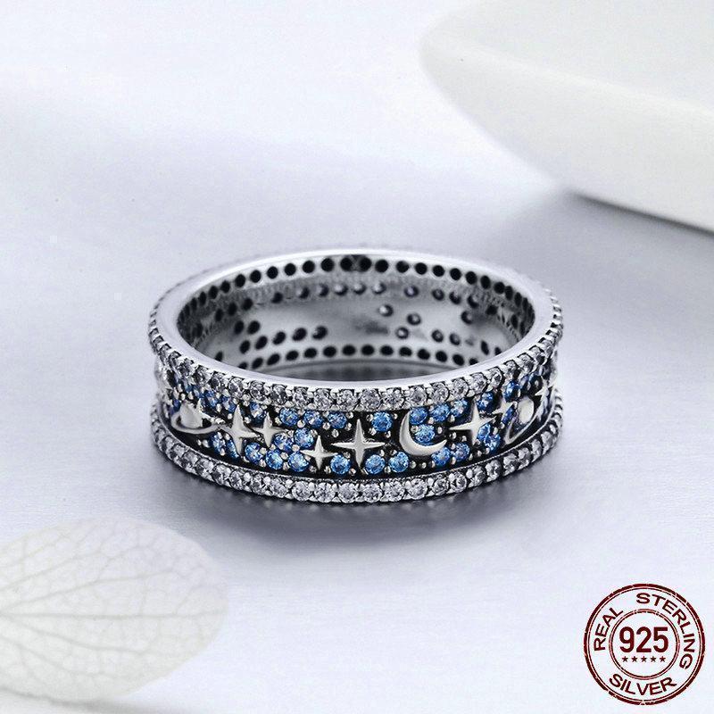 Sparkling Eternal Galaxy Sterling Silver Rings