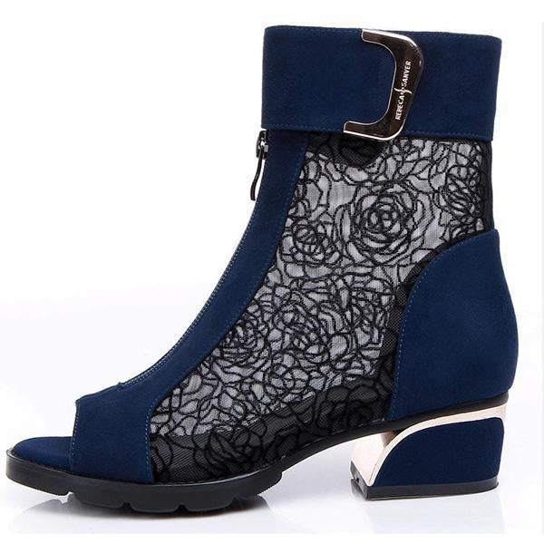 Sexy Open Toe Lace Ankle Boots