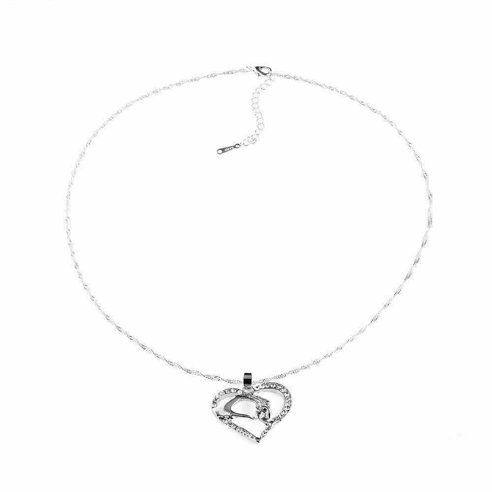 Crystal Studded Heart Mother-Daughter Always My Precious Baby Pendant Necklaces