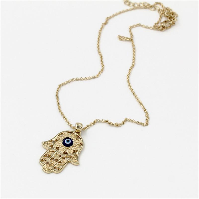 Wunderschöne Hand von Fatima Blue Evil Eye Anhänger Halsketten