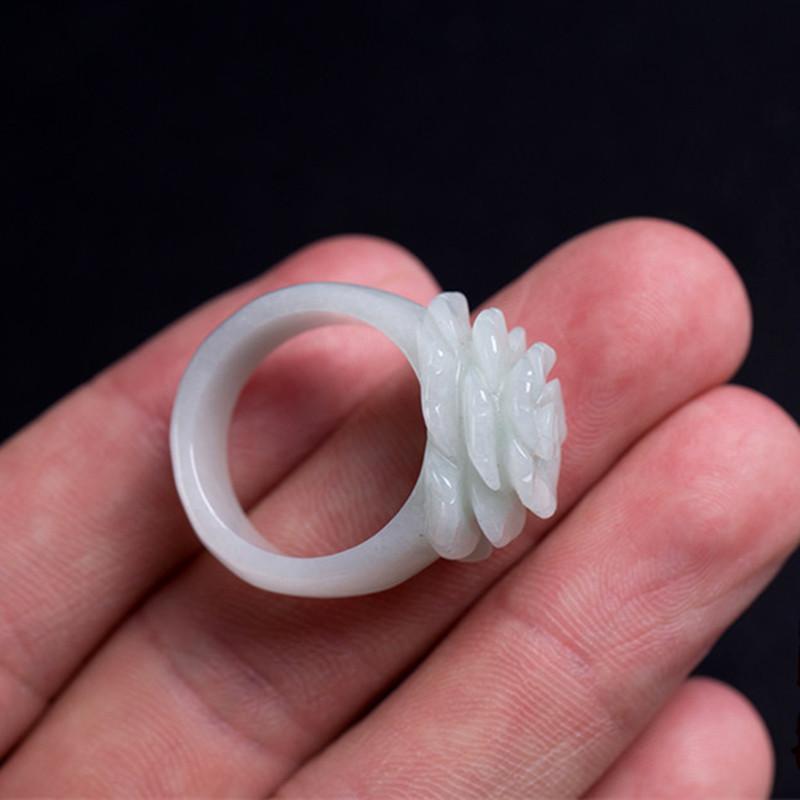 White Jadeite Rose Rings