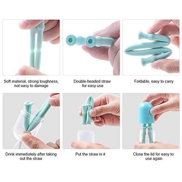 FDA Portable Silicone Straws Drinking Reusable with Cases BPA Free