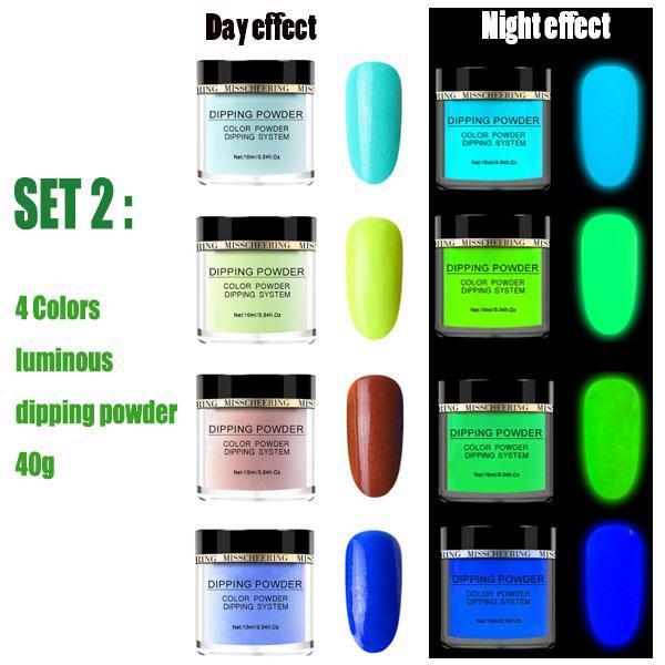 4 Colors 40g Luminous Nail Dipping Powder