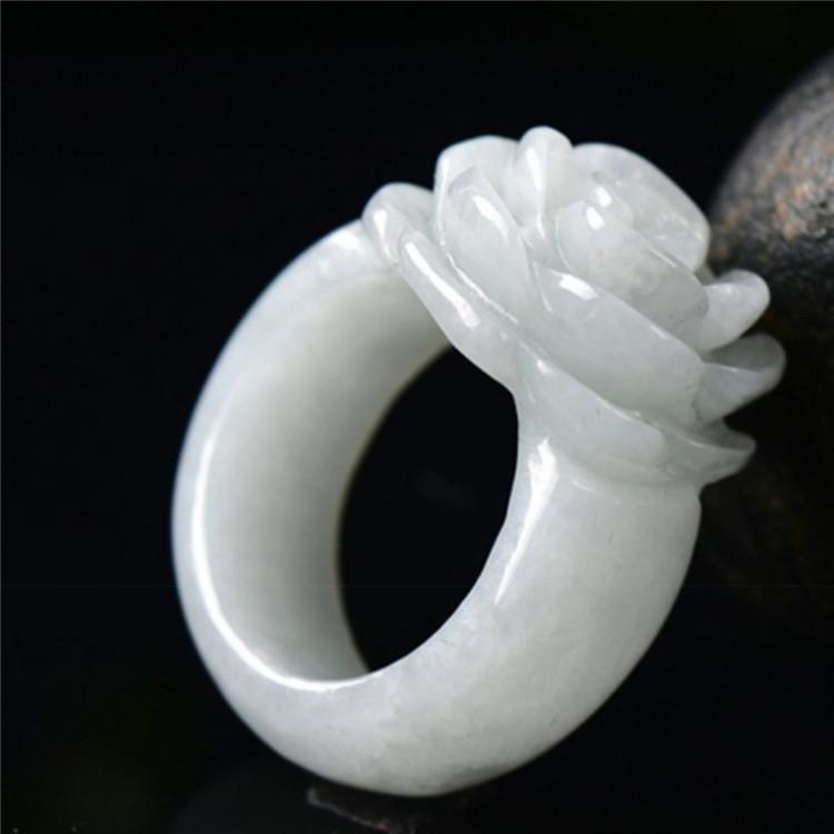 White Jadeite Rose Rings