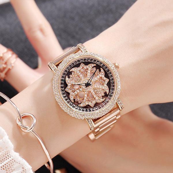 Frauen wasserdichte Fashion Diamond Quartz Uhr