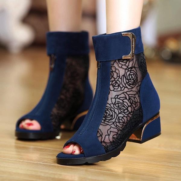 Sexy Open Toe Lace Ankle Boots