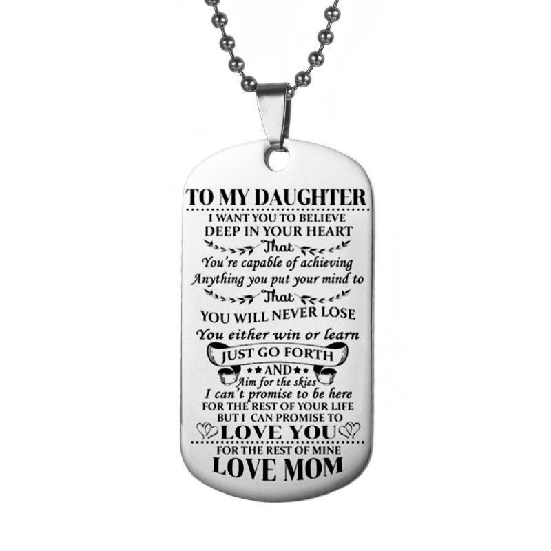 Engraving Stainless Steel Tags Dad + Mom To Son + Daughter