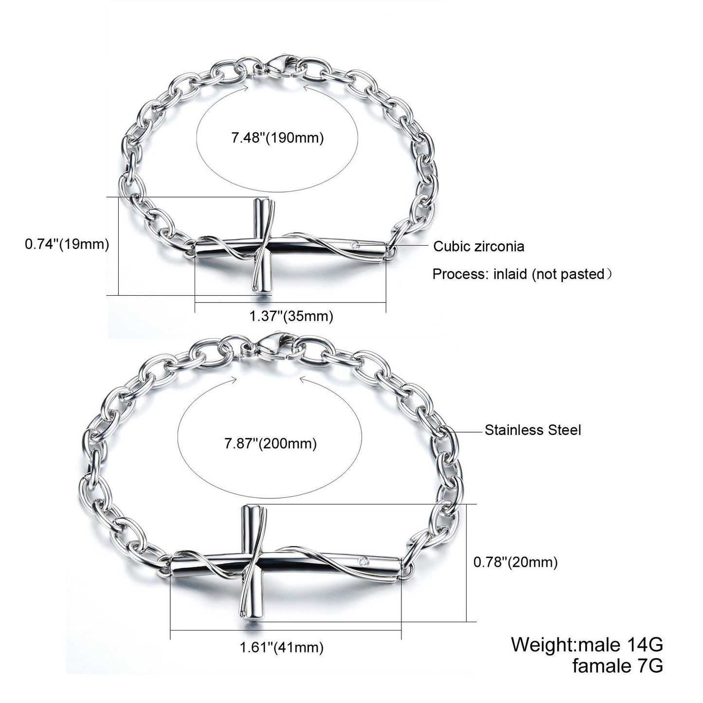 Titanium Plating Crucifix Bracelets