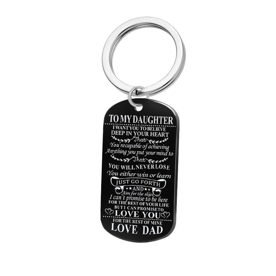 Engraving Stainless Steel Tags Dad + Mom To Son + Daughter