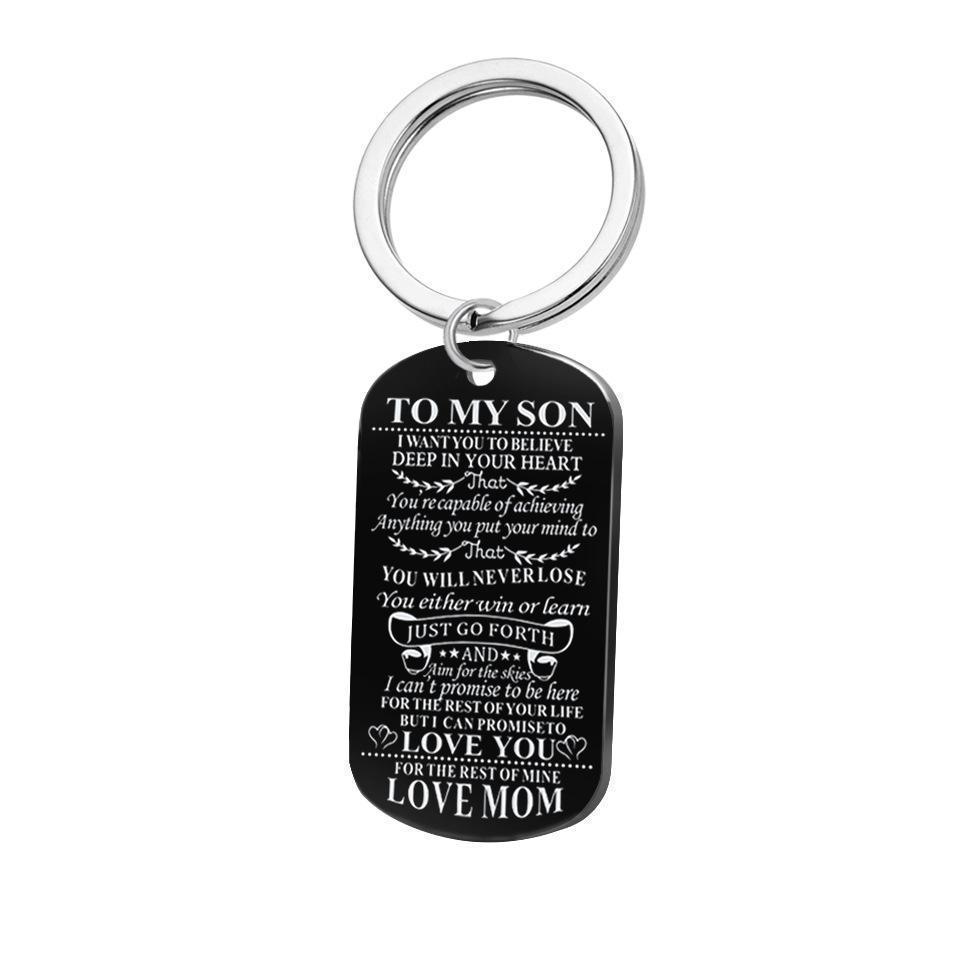 Engraving Stainless Steel Tags Dad + Mom To Son + Daughter