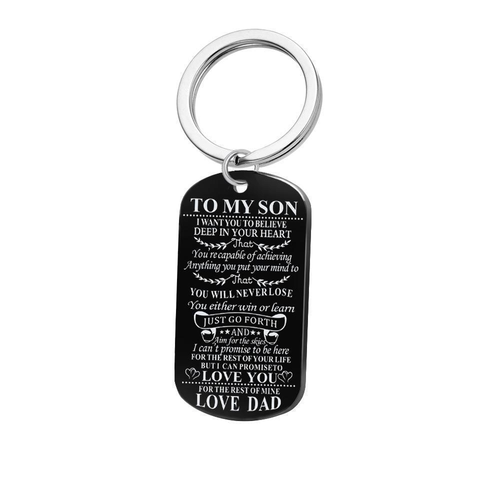 Engraving Stainless Steel Tags Dad + Mom To Son + Daughter